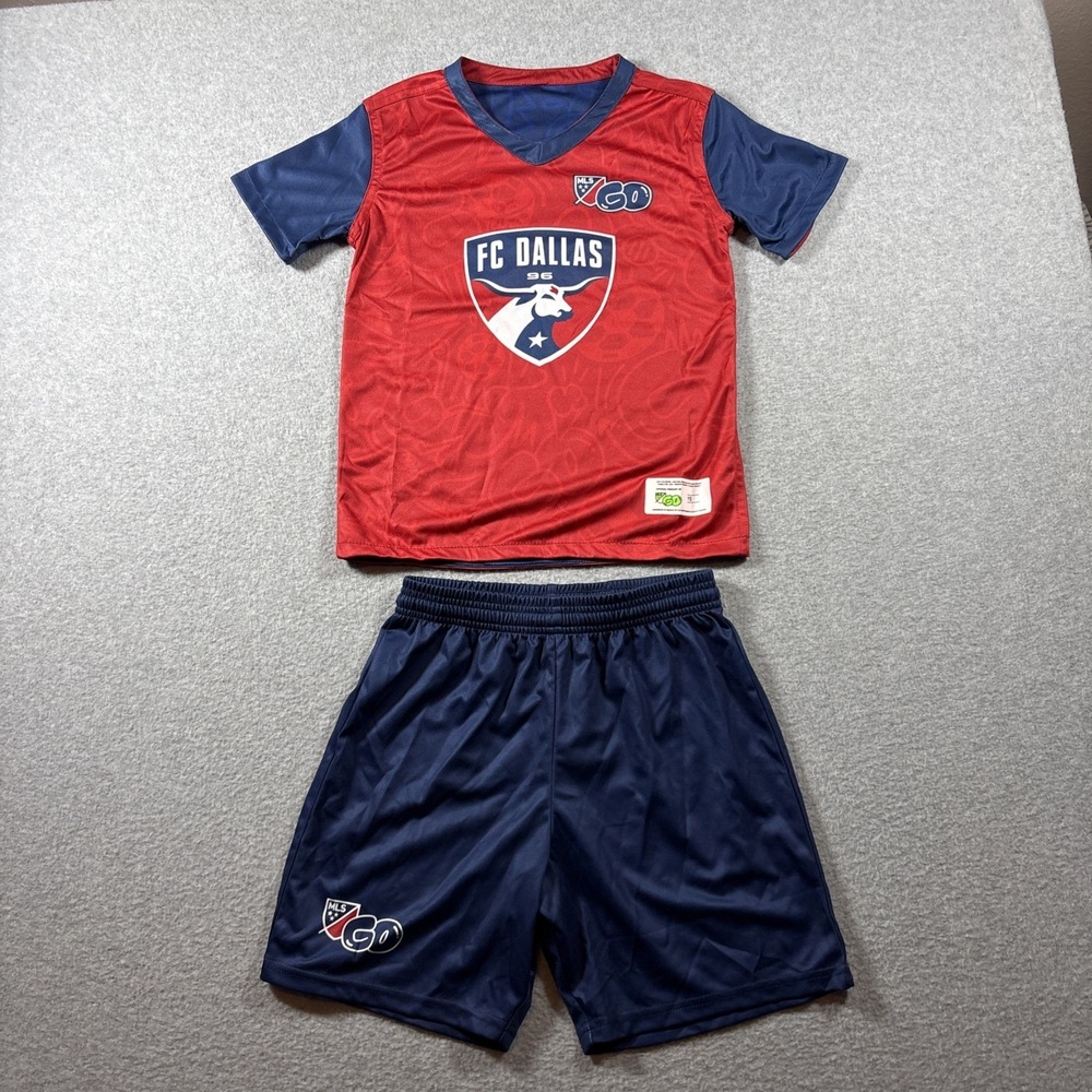 MLS FC DALLAS Youth Small Jersey + Youth L Shorts Combo Reversible Soccer